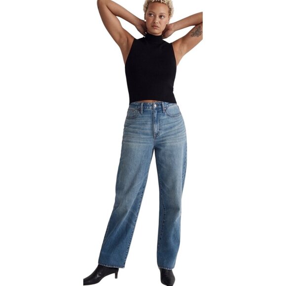 Madewell Curvy Baggy Straight Jeans mid Wash women’s 26 high rise - Picture 1 of 13